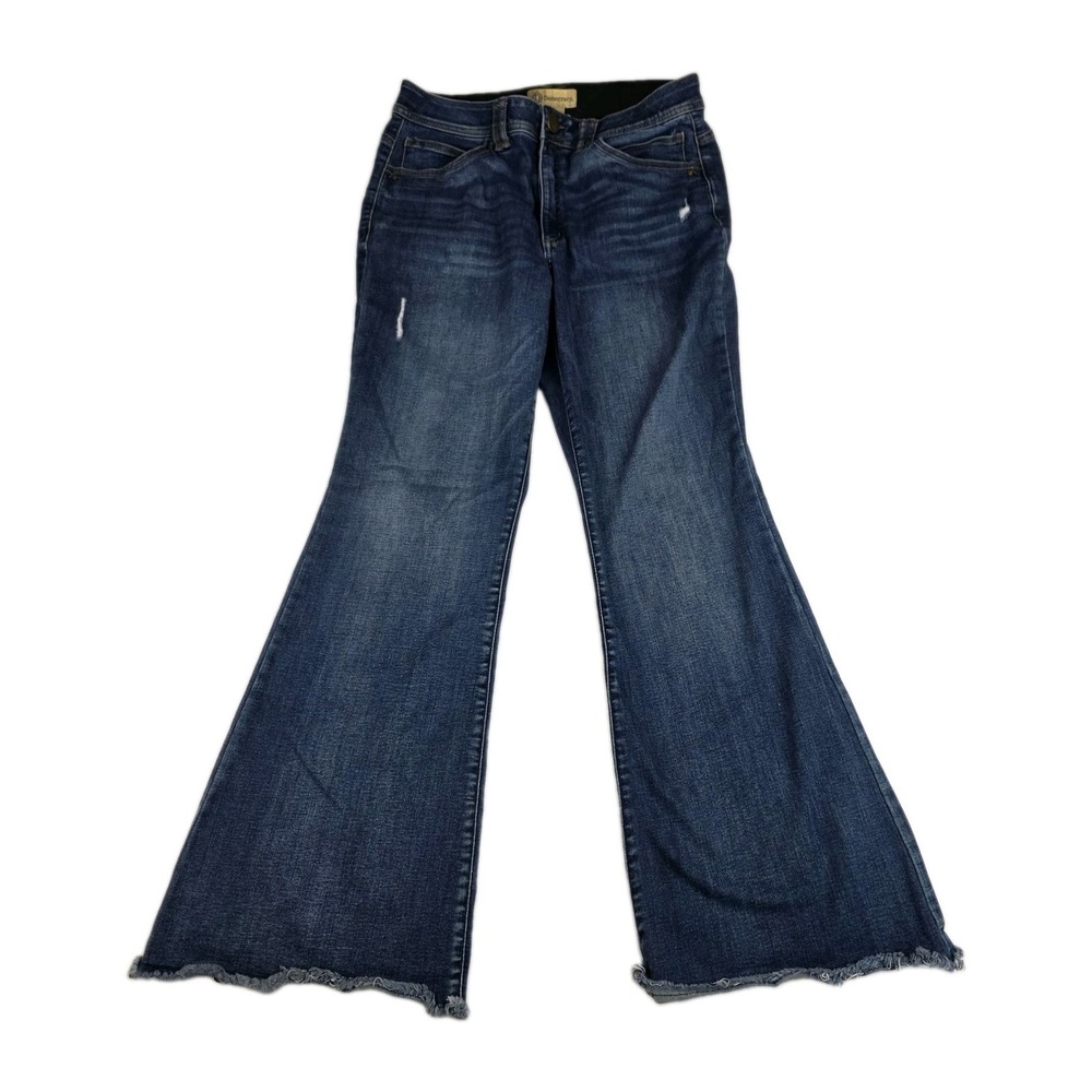 Democracy Jeans Womens Size 12 "Ab"technology Flare Leg Distressed Blue Denim
